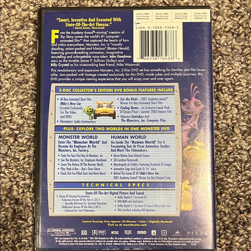 Monsters, Inc. Collector's Edition DVD - Picture 3 of 8